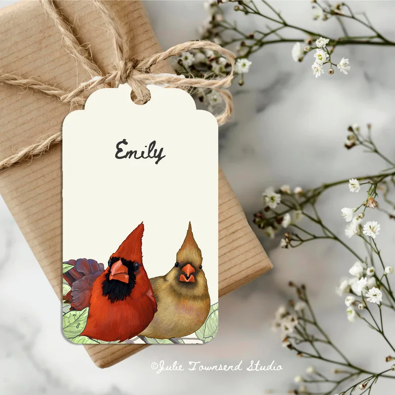 Gift Tags - Cardinals - set of 8 handmade gift tags