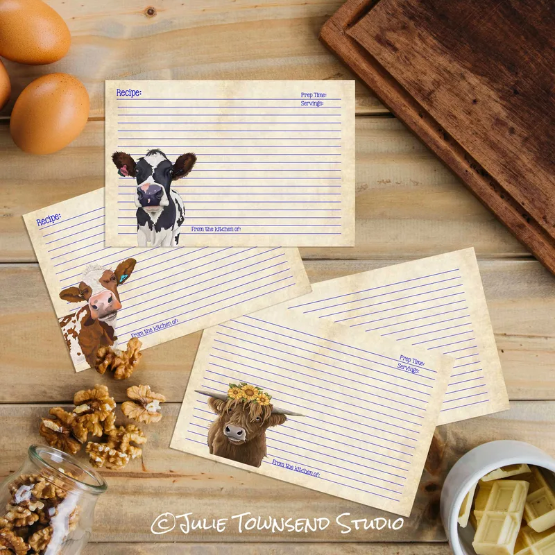 RC 128 -  COW LOVER 2 - Set of 12 Recipe Cards
