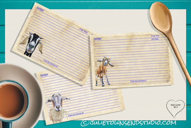 RC 129  - GOAT LOVER SET 1 - Set of 12 Recipe Cards 